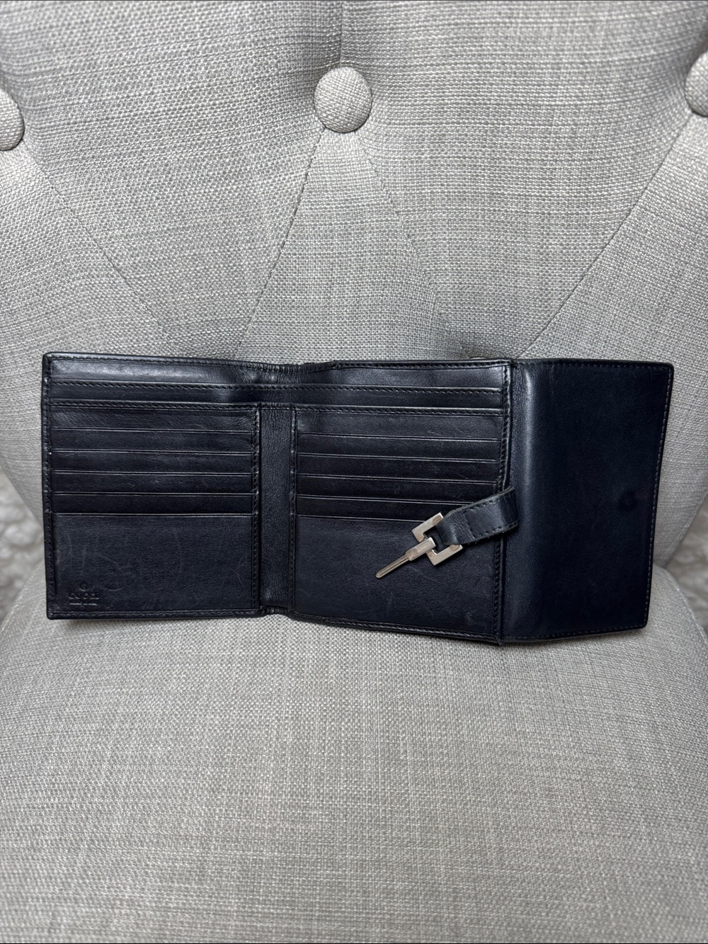 Gucci Black Monogram Canvas Wallet with Silver-Tone Accent - Picture 3 of 8